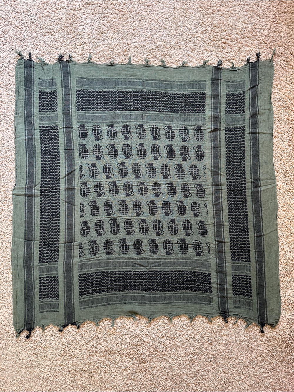 Green and Black Patterned Tactical Shemagh Scarf